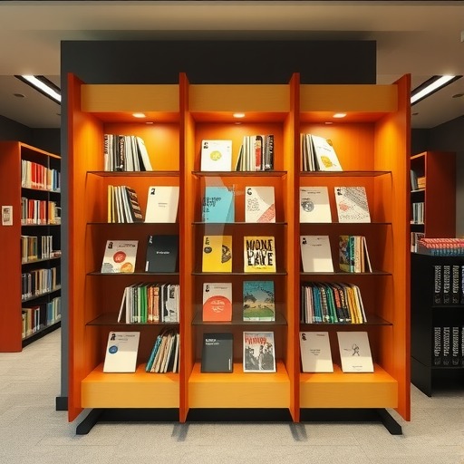 专业定制：程家桥街道中学图书馆的杂志展示柜(图1)