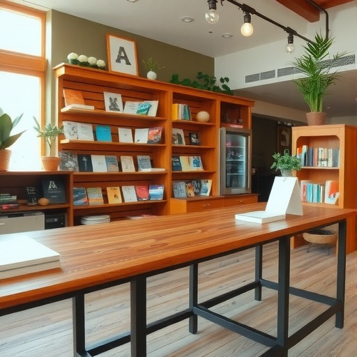 定制主题书店木制中岛台，聚焦平凉路街道需求(图1)