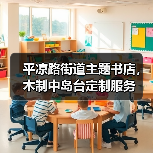 平凉路街道主题书店，木制中岛台定制服务（图2）
